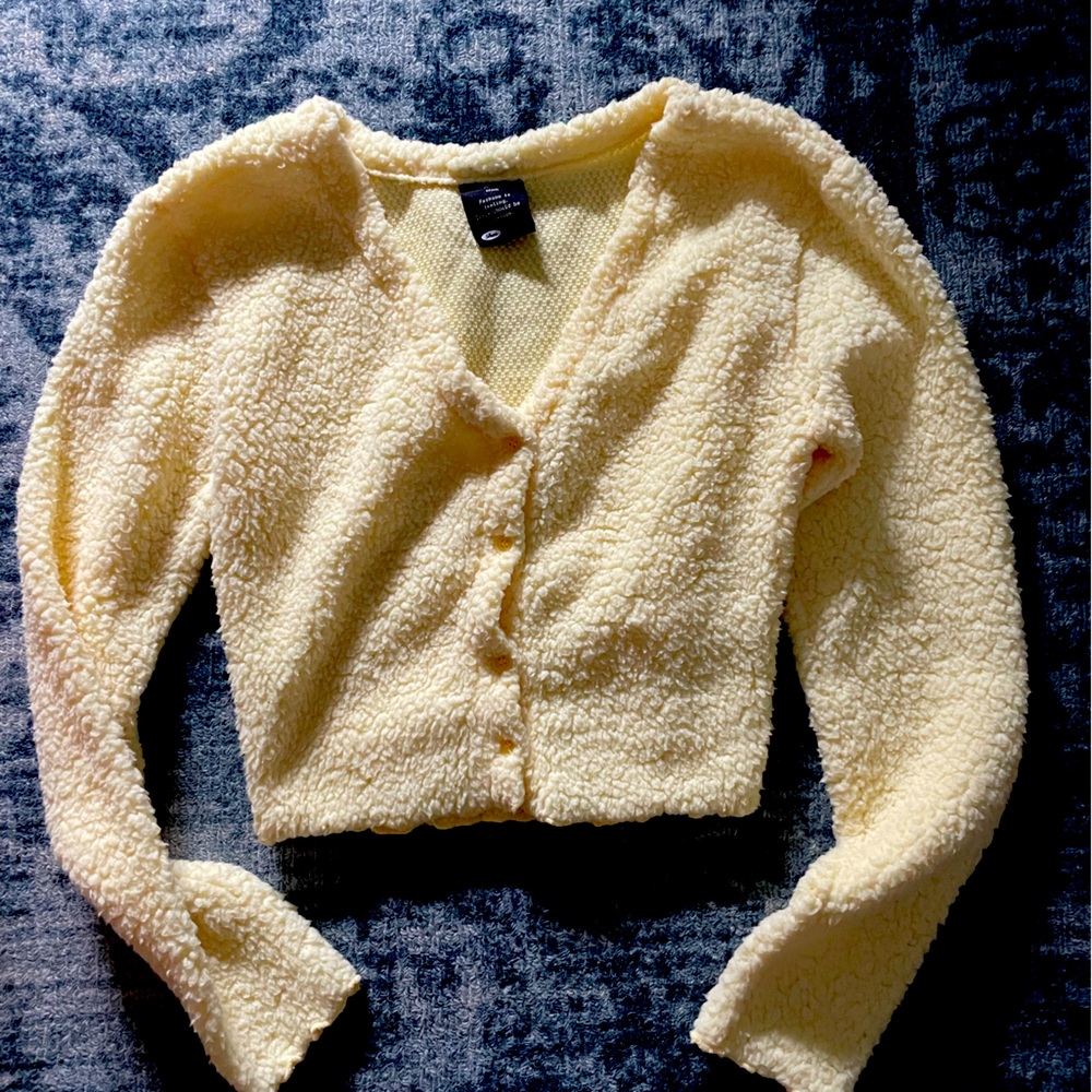 Wave Yellow Fleece crop cardigan XS